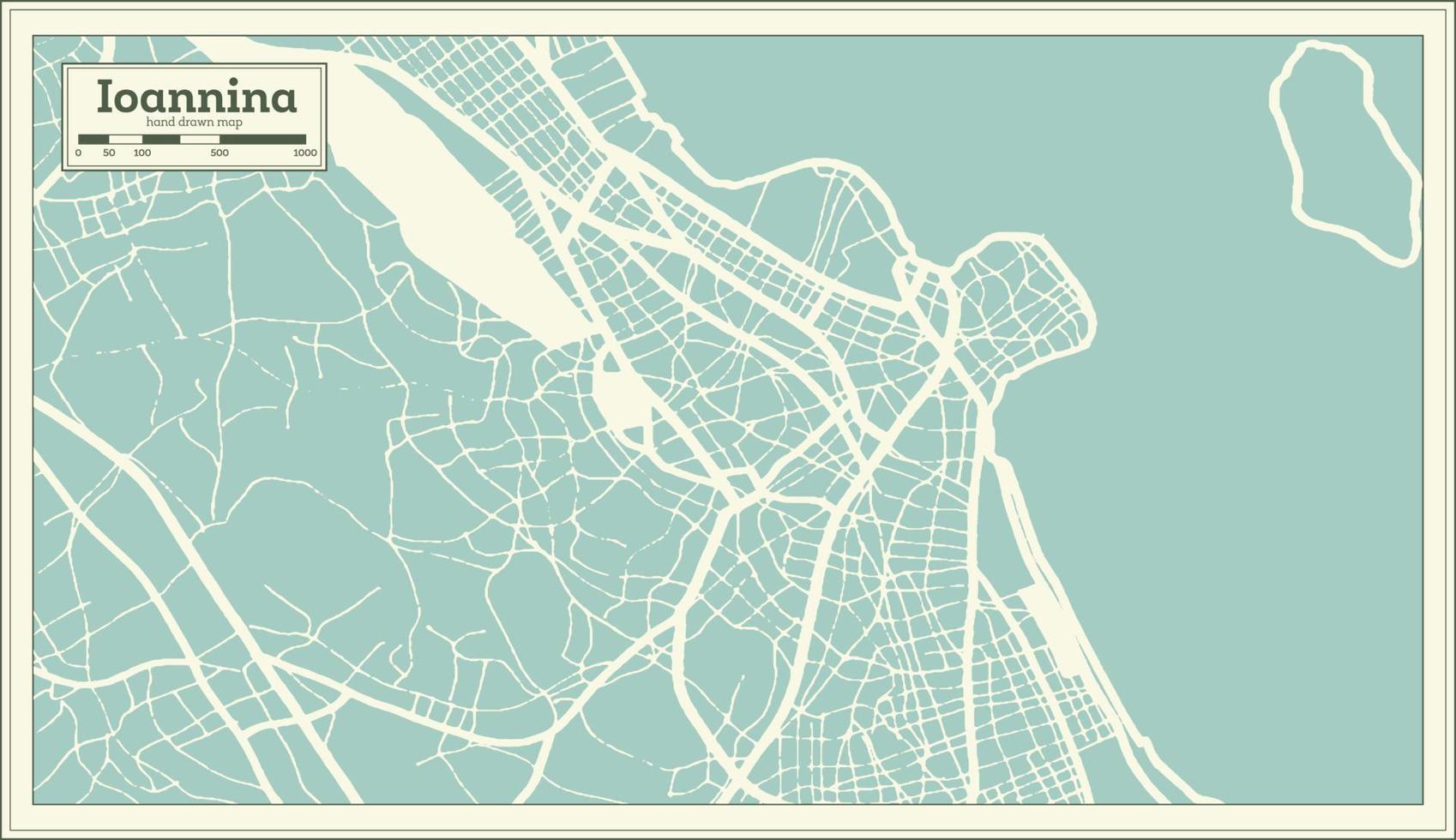 Ioannina Greece City Map in Retro Style. Outline Map. vector