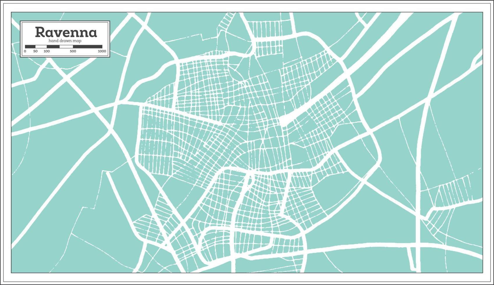 Ravenna Italy City Map in Retro Style. Outline Map. vector