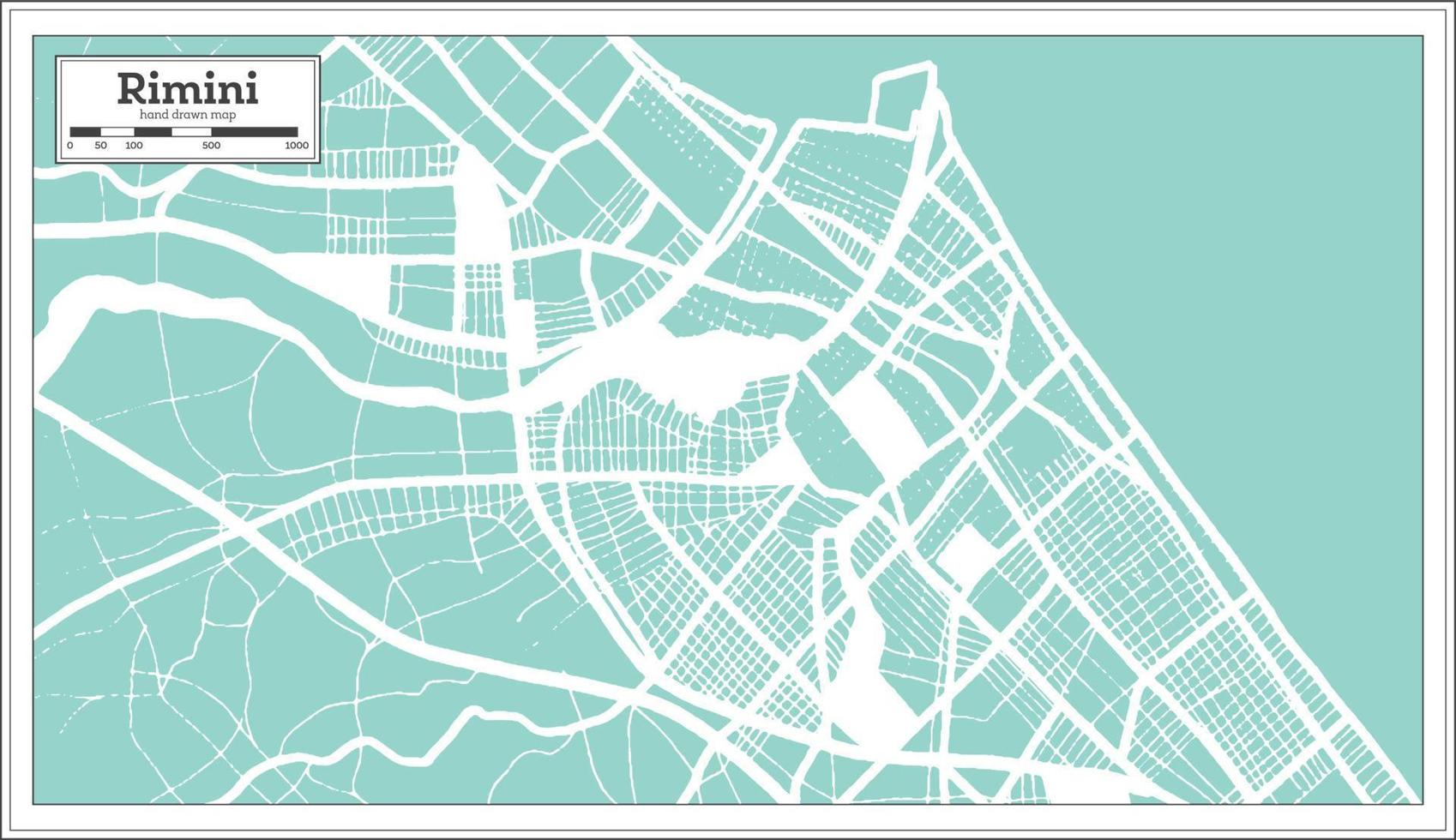 Rimini Italy City Map in Retro Style. Outline Map. vector