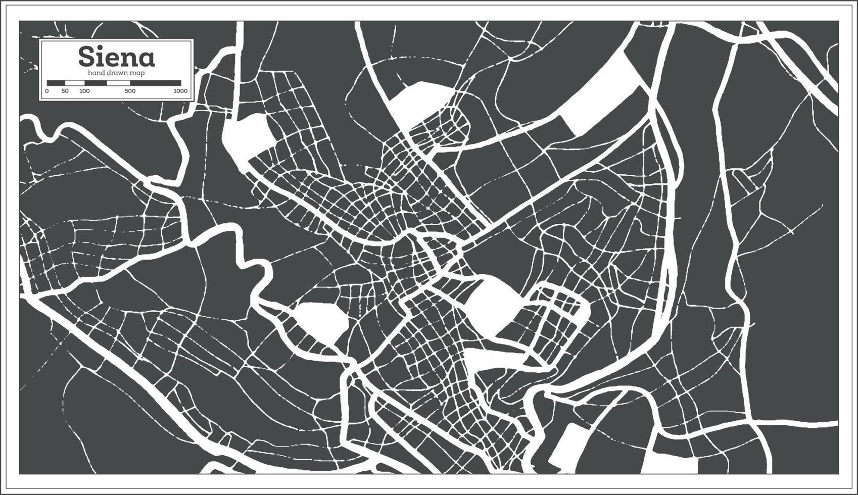 Siena Italy City Map in Black and White Color in Retro Style. Outline Map. vector