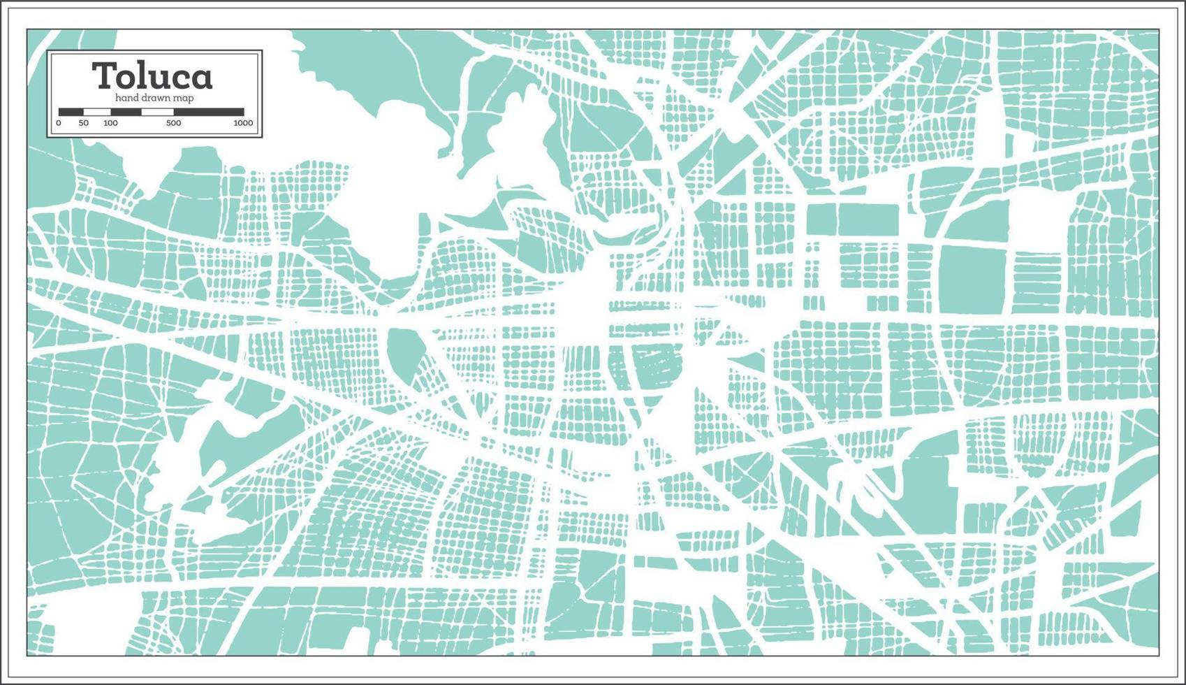 Toluca Mexico City Map in Retro Style. Outline Map. vector