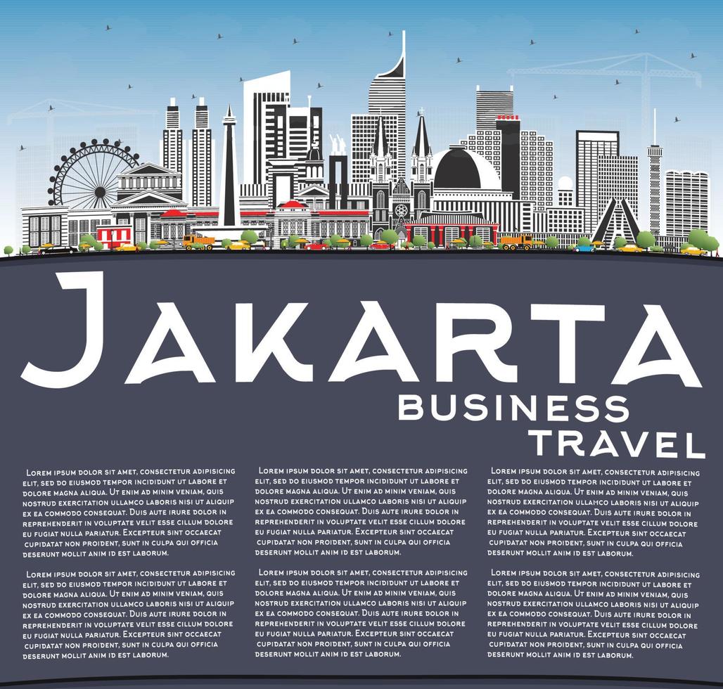 Jakarta Indonesia City Skyline with Gray Buildings, Blue Sky and Copy Space. vector