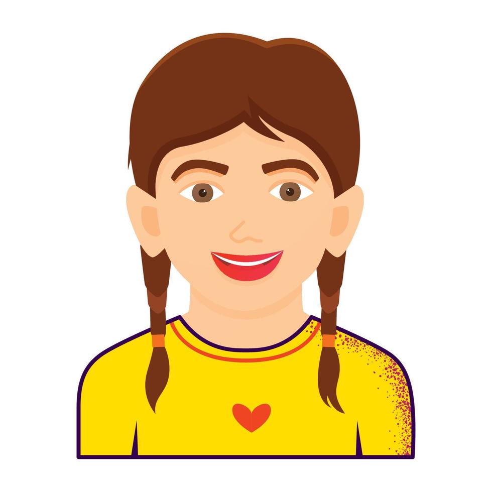 retrato de chica divertida en camiseta amarilla aislada sobre fondo blanco. vector