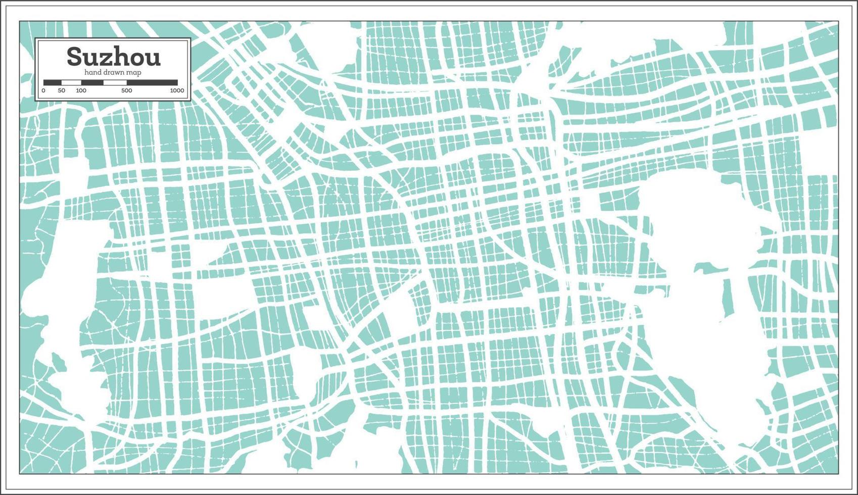 Suzhou China City Map in Retro Style. Outline Map. vector