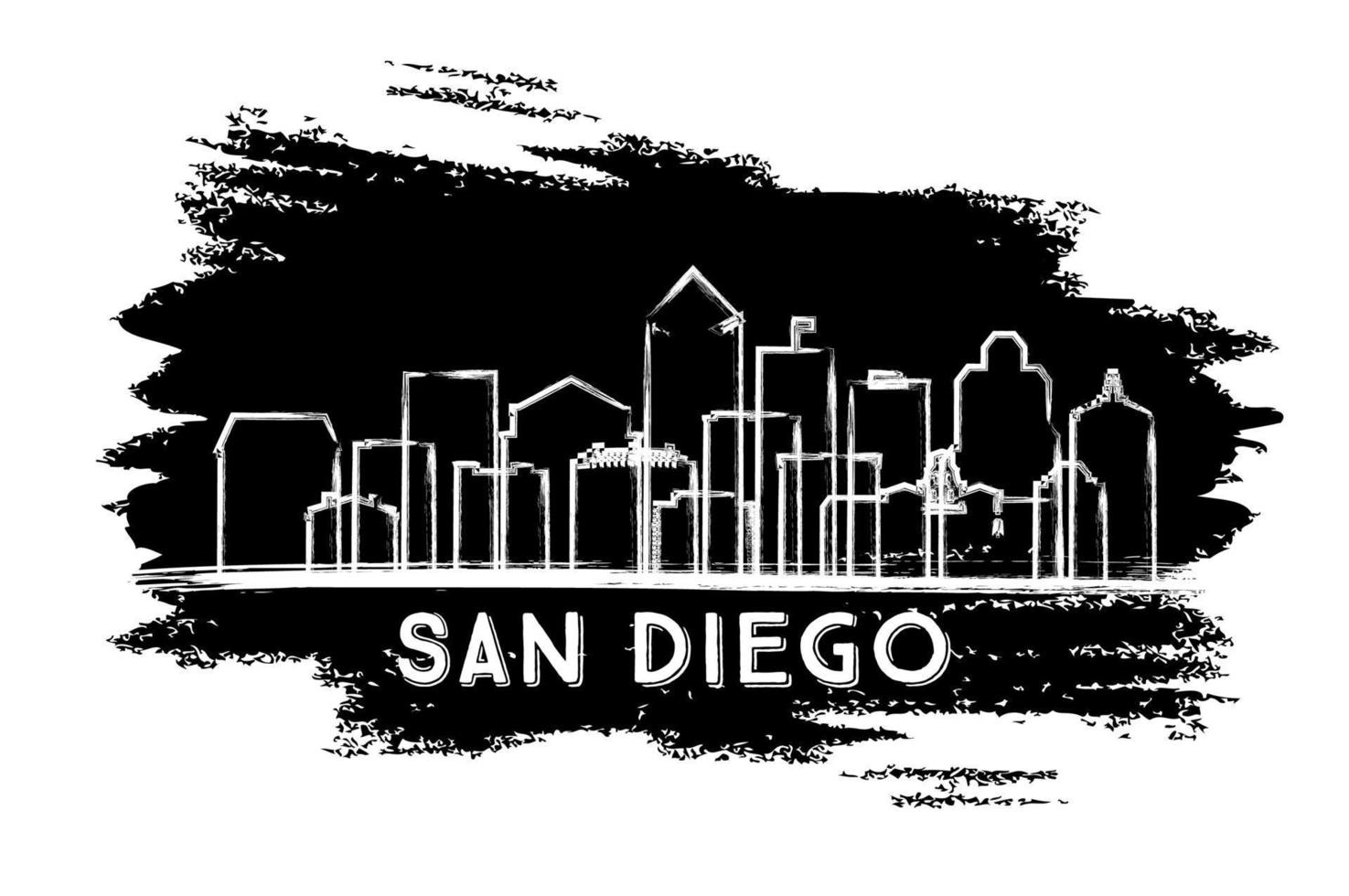 San Diego California City Skyline Silhouette. Hand Drawn Sketch. vector