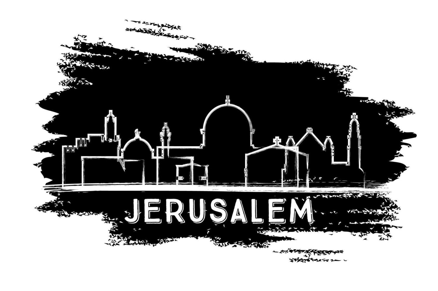 Jerusalem Israel City Skyline Silhouette. Hand Drawn Sketch. vector