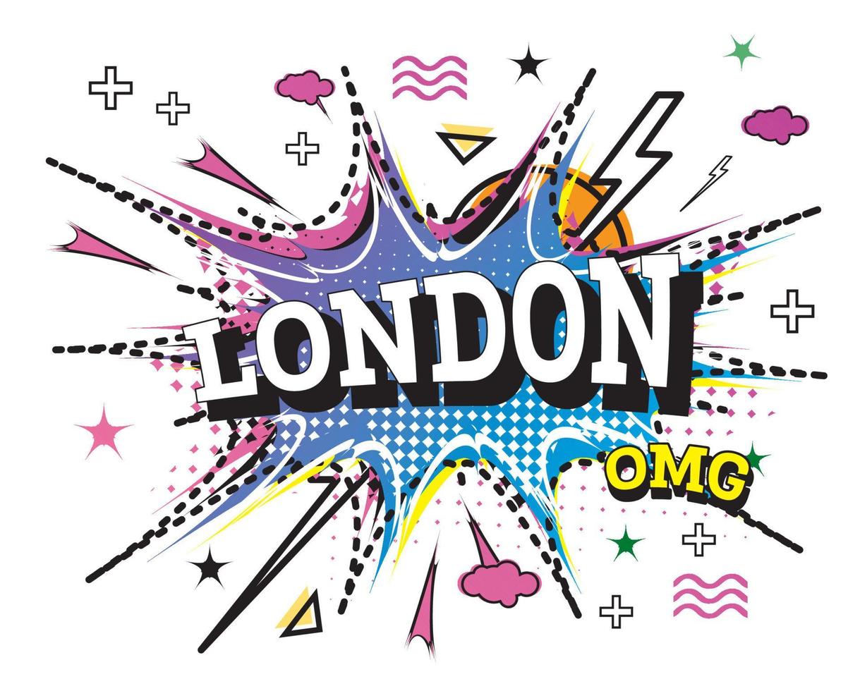 London Comic Text in Pop Art Style Isolated on White Background. vector