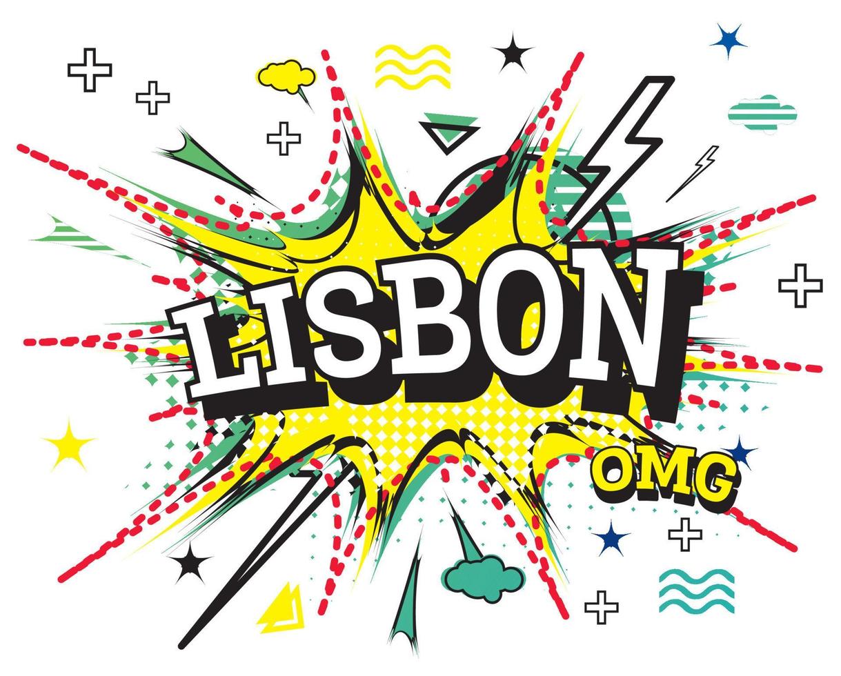 Lisbon Comic Text in Pop Art Style Isolated on White Background. vector