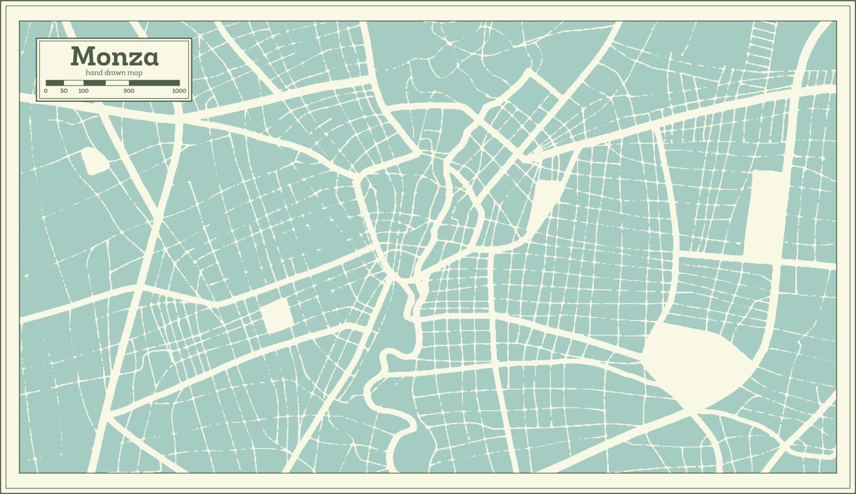 mapa de la ciudad de monza italia en estilo retro. esquema del mapa. vector