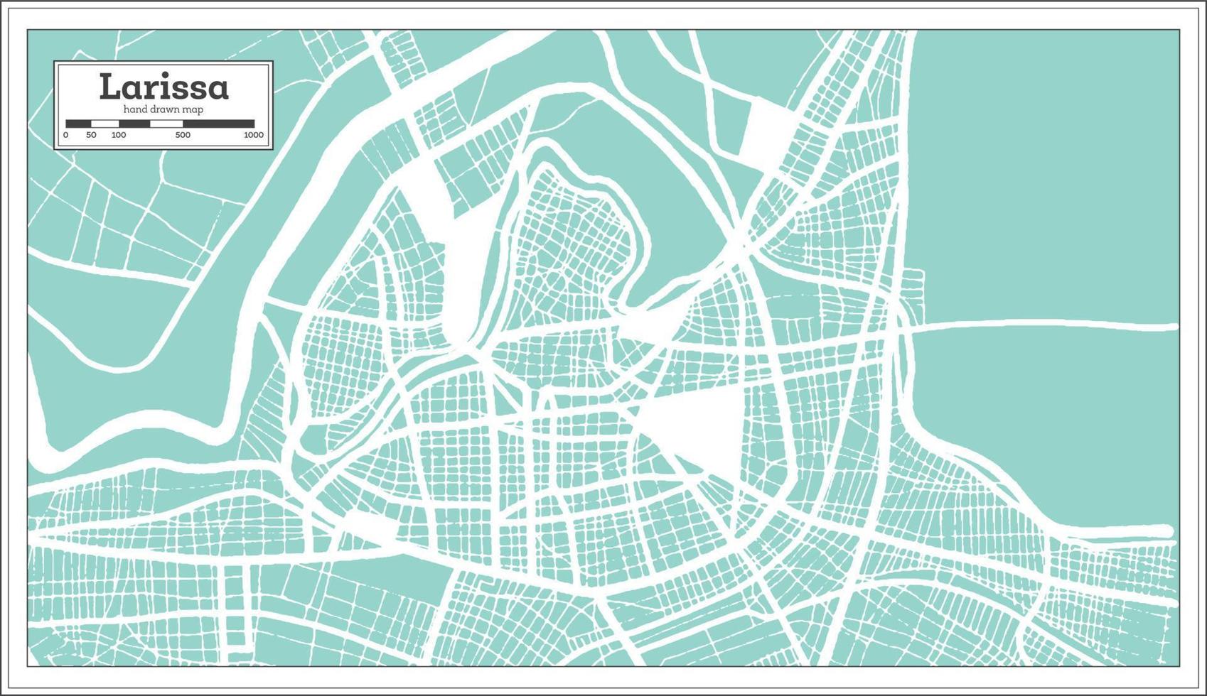 Larissa Greece City Map in Retro Style. Outline Map. vector