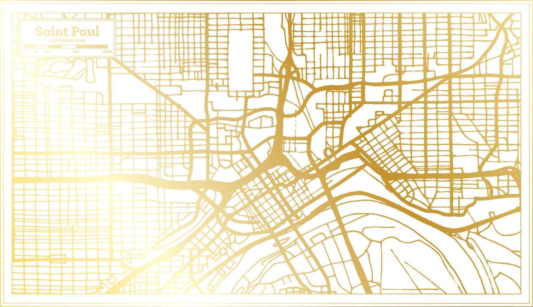 mapa de la ciudad de saint paul usa en estilo retro en color dorado. esquema del mapa. vector