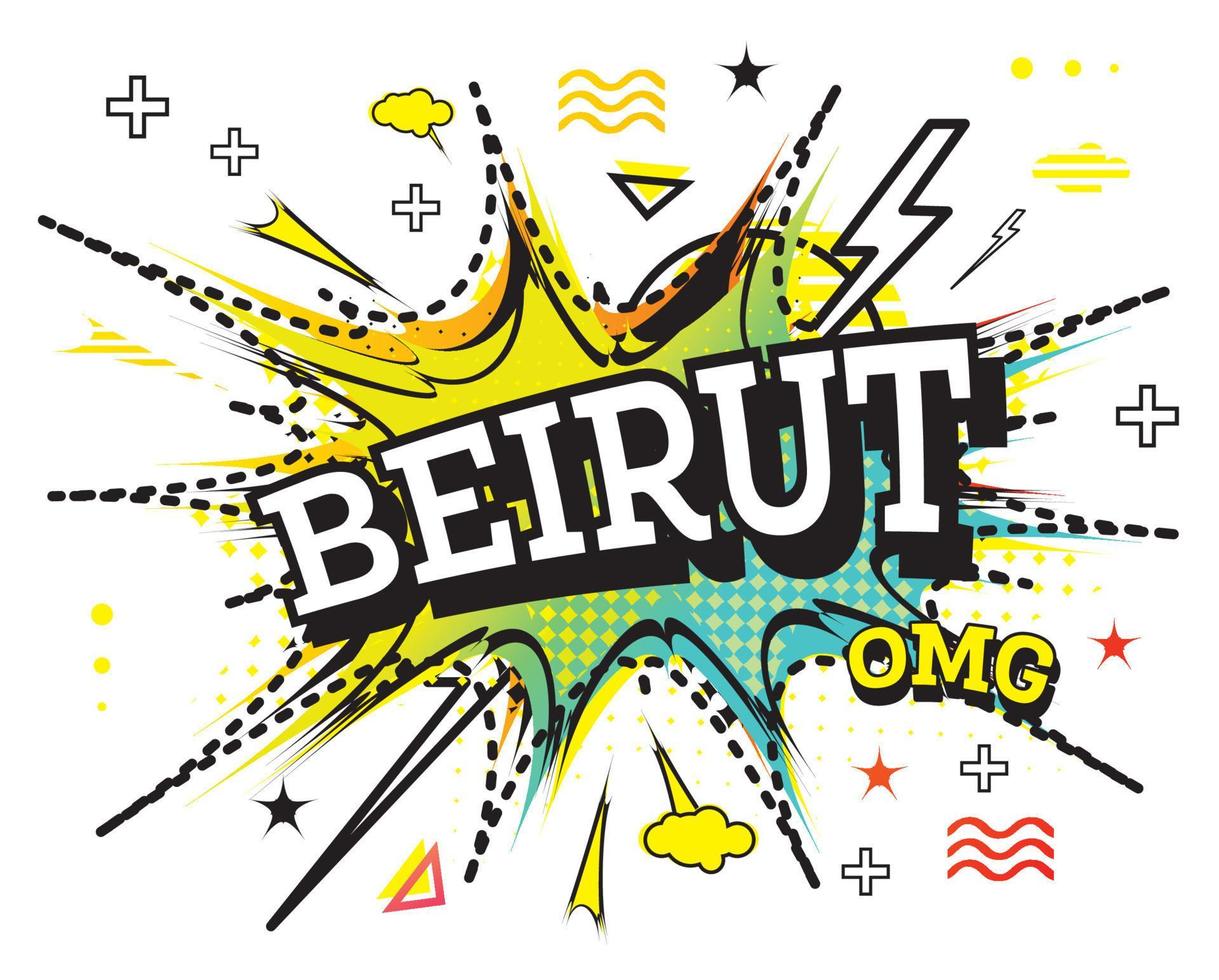 Beirut texto cómico en estilo pop art aislado sobre fondo blanco. vector