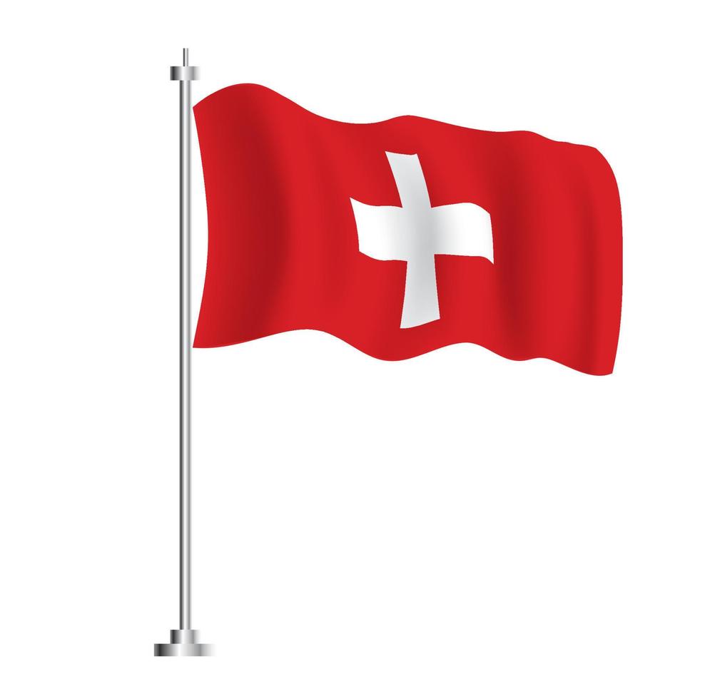 Swiss Flag. Isolated Wave Flag of Switzerland Country. vector