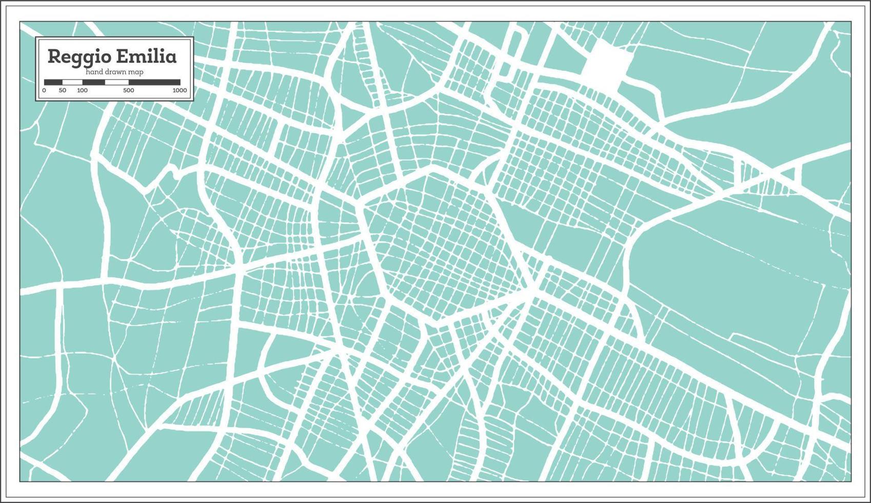 mapa de la ciudad de reggio emilia italia en estilo retro. esquema del mapa. vector