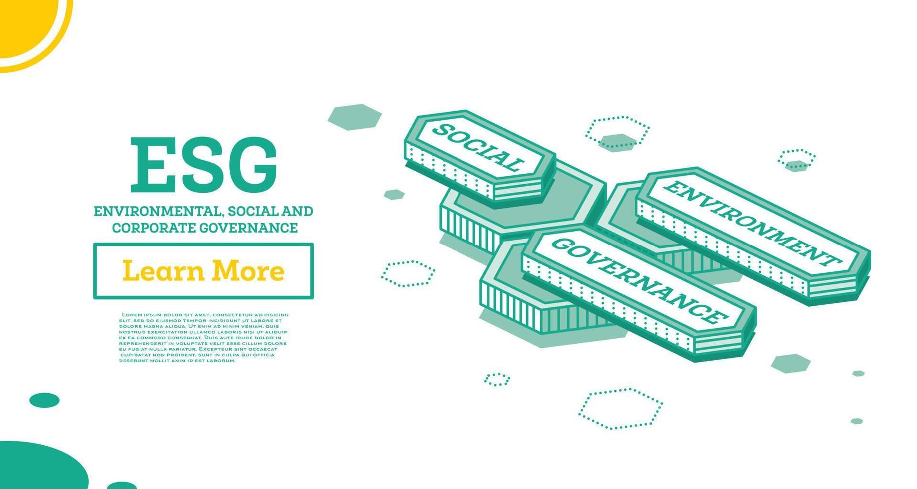 ESG Concept of Environmental, Social and Governance. Infographic Element with Three Hexagons Elements. vector