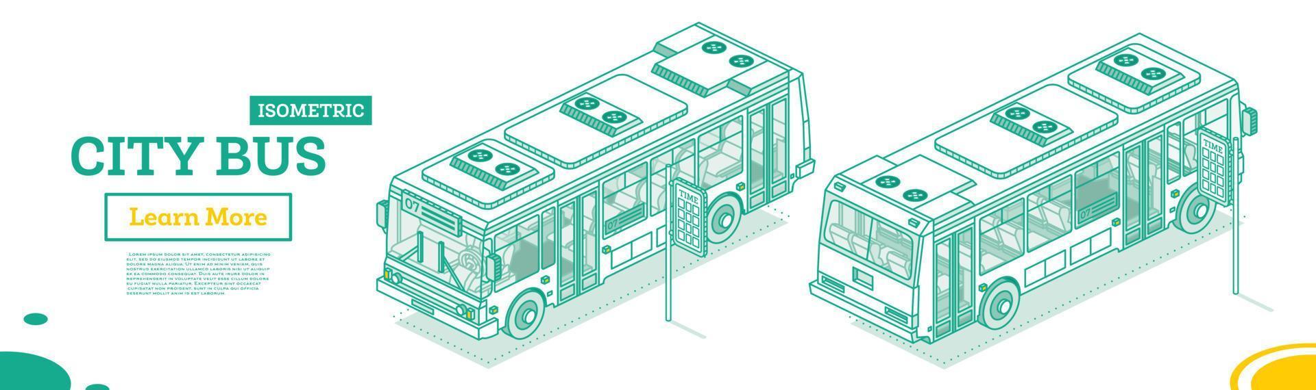 autobús de la ciudad. concepto de esquema isométrico. ilustración vectorial vector