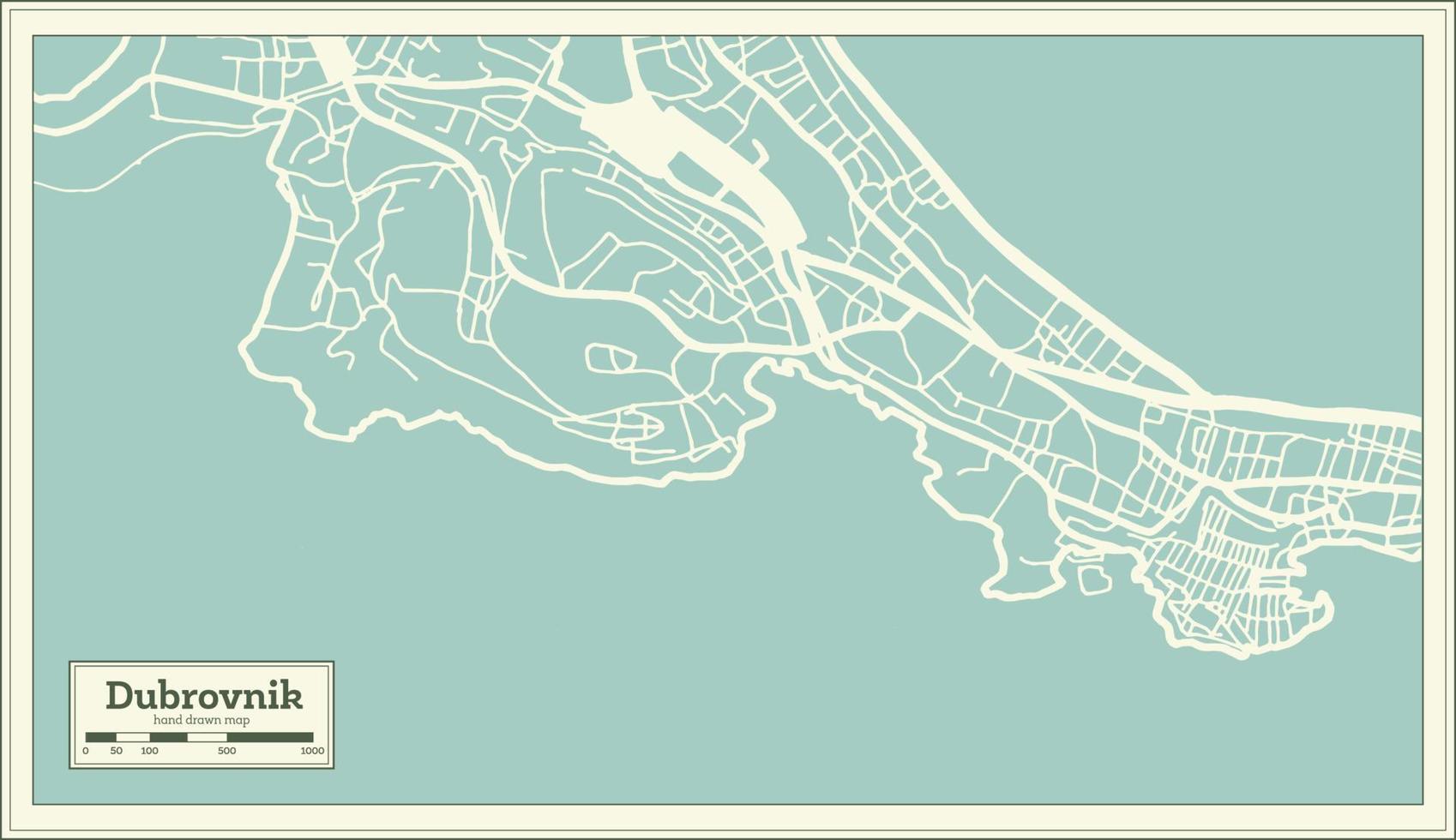 Dubrovnik Croatia City Map in Retro Style. Outline Map. vector