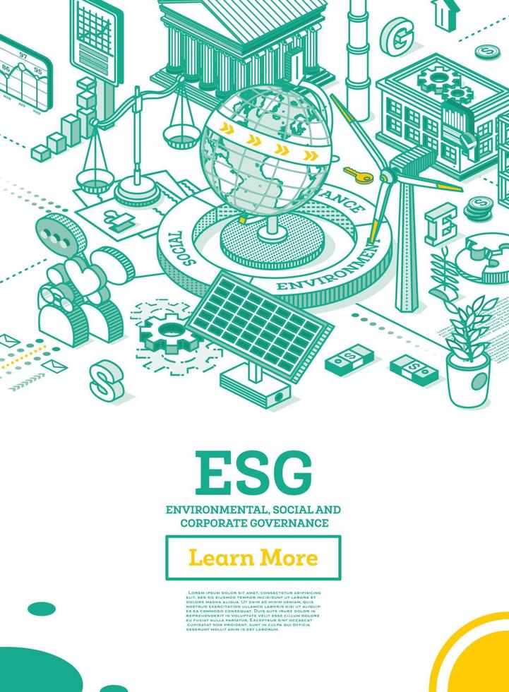 ESG Concept of Environmental, Social and Governance. Globe Model of the Earth. vector