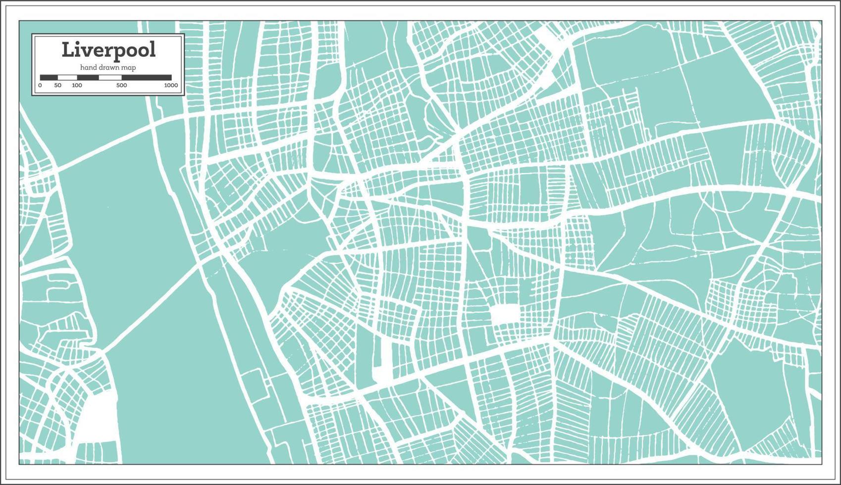 mapa de la ciudad de liverpool gran bretaña en estilo retro. esquema del mapa. vector