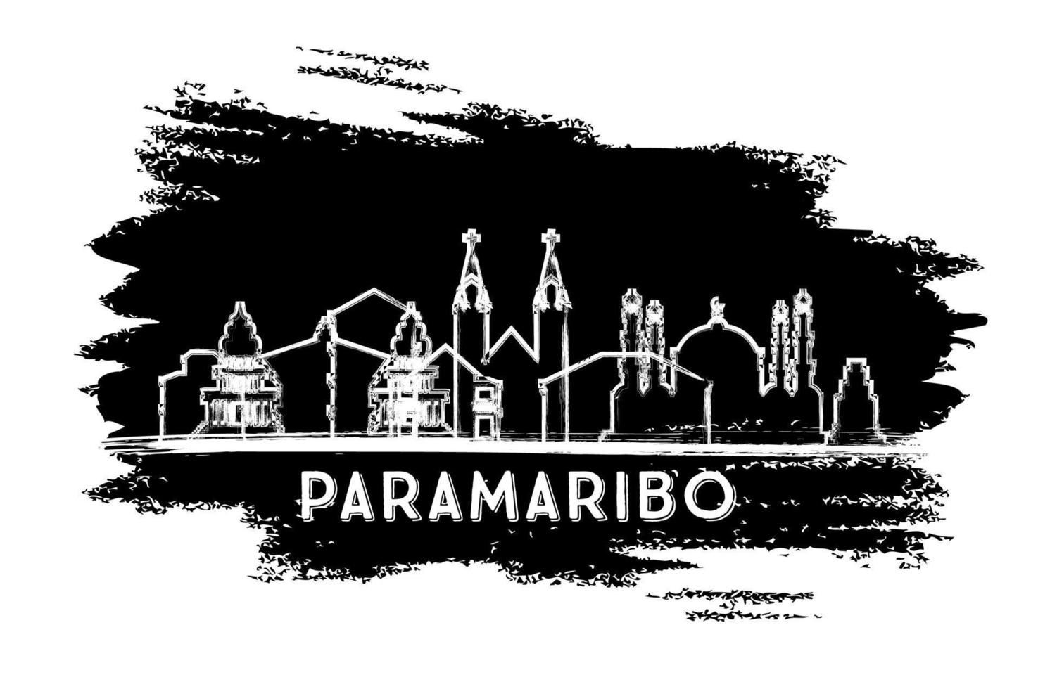 Paramaribo Suriname City Skyline Silhouette. Hand Drawn Sketch. vector