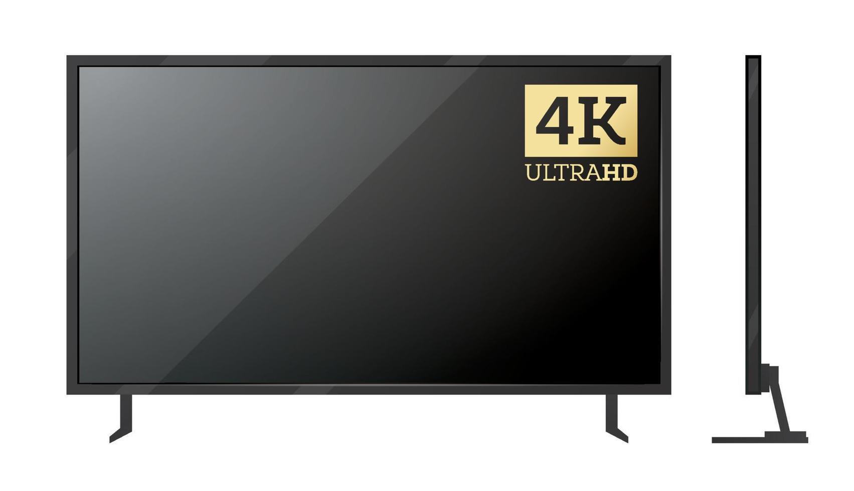 4k TV Screen Isolated on White. vector