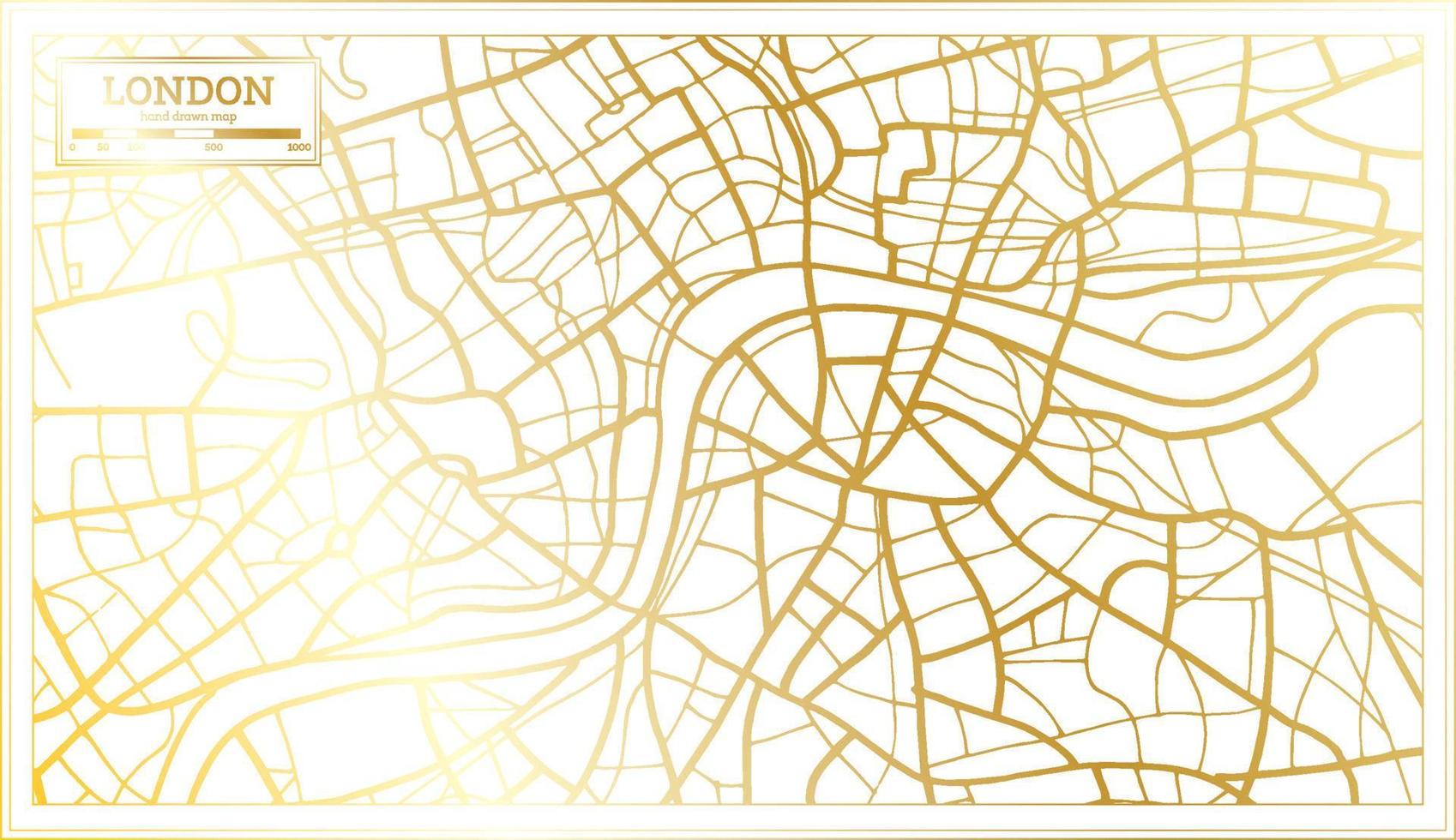 London England City Map in Retro Style in Golden Color. vector