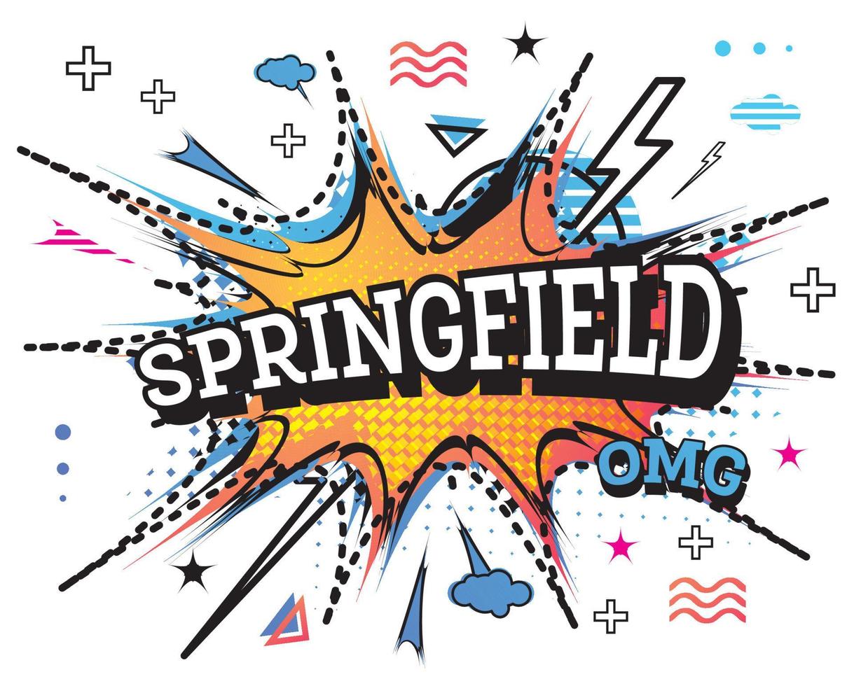 Springfield Comic Text in Pop Art Style Isolated on White Background. vector