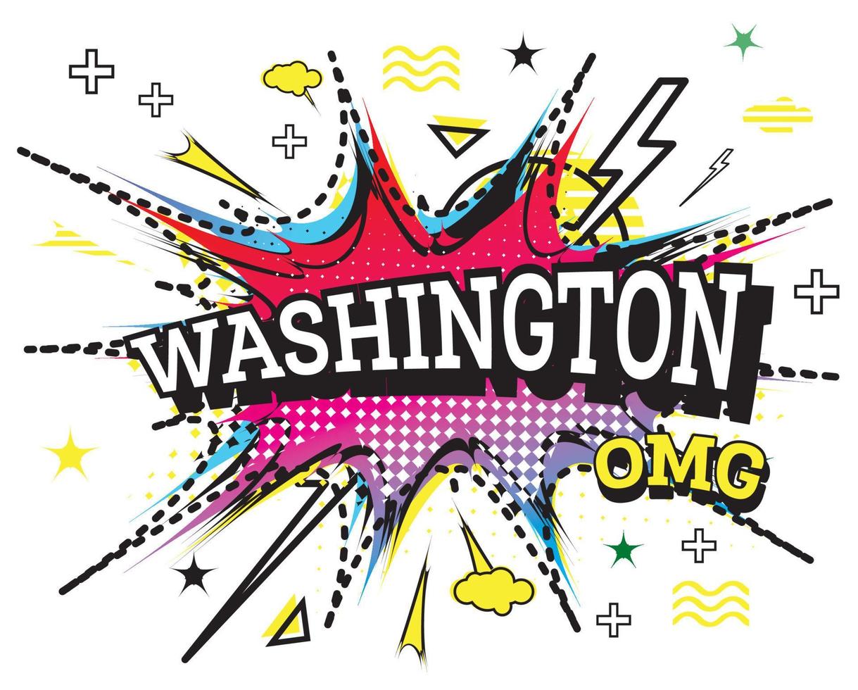 Washington Comic Text in Pop Art Style Isolated on White Background. vector