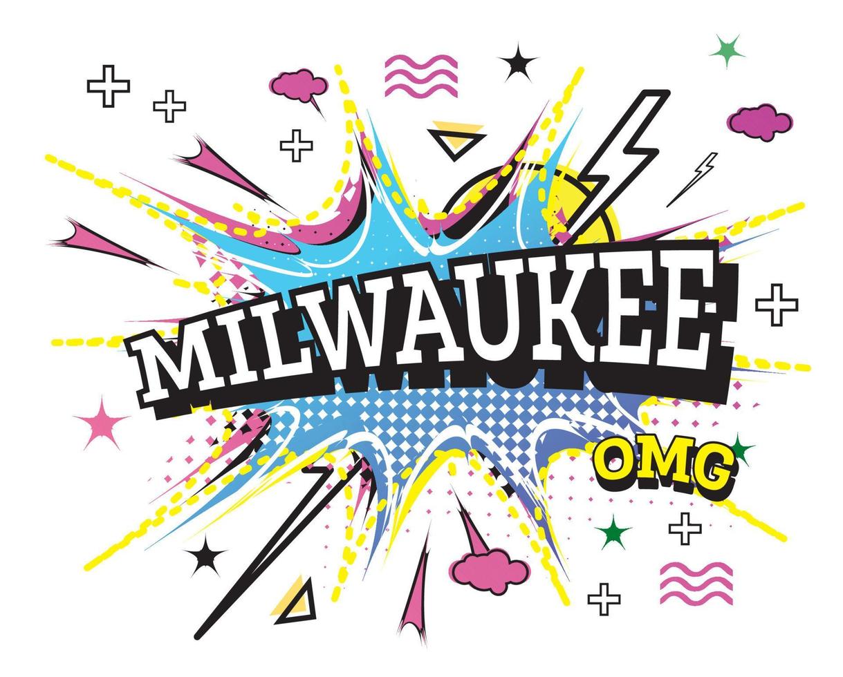 Milwaukee Comic Text in Pop Art Style Isolated on White Background. vector