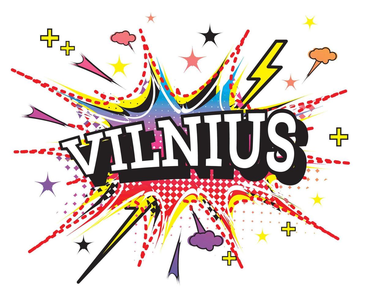 Vilnius Comic Text in Pop Art Style Isolated on White Background. vector