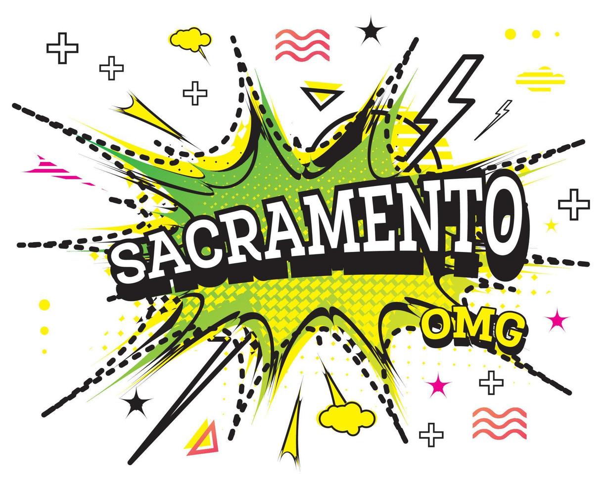 Sacramento Comic Text in Pop Art Style Isolated on White Background. vector