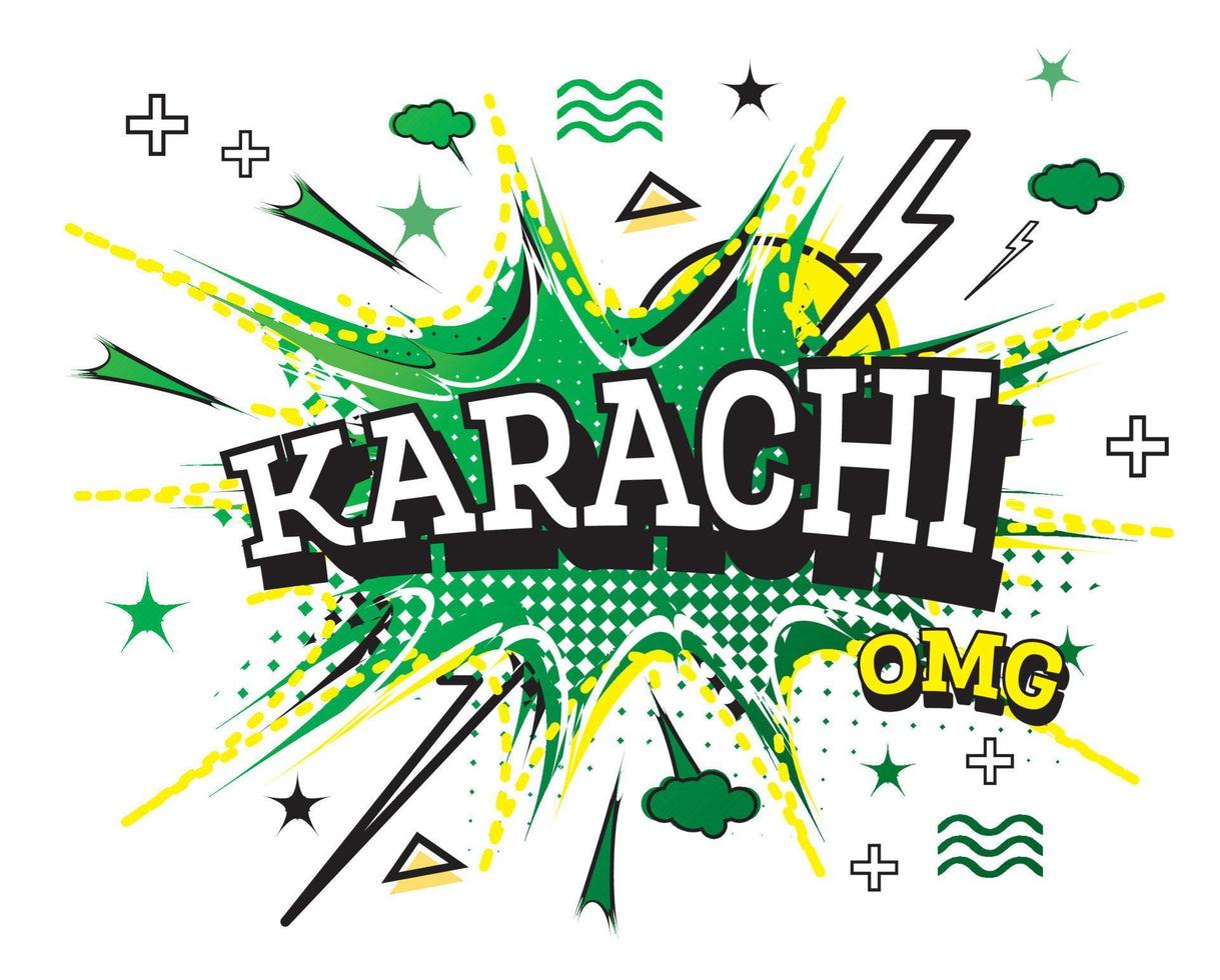 Karachi Comic Text in Pop Art Style Isolated on White Background. vector
