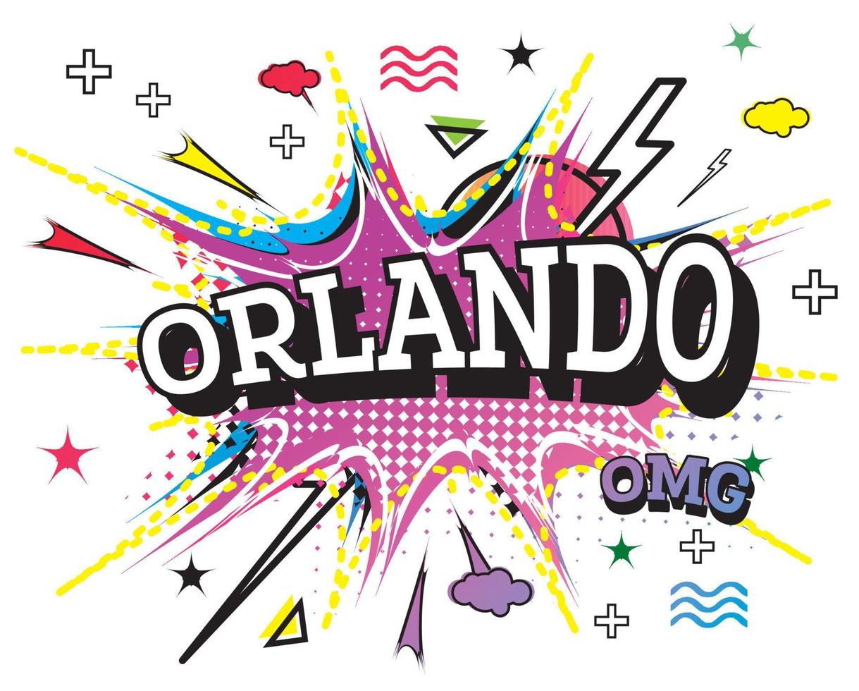 Orlando texto cómico en estilo pop art aislado sobre fondo blanco. vector