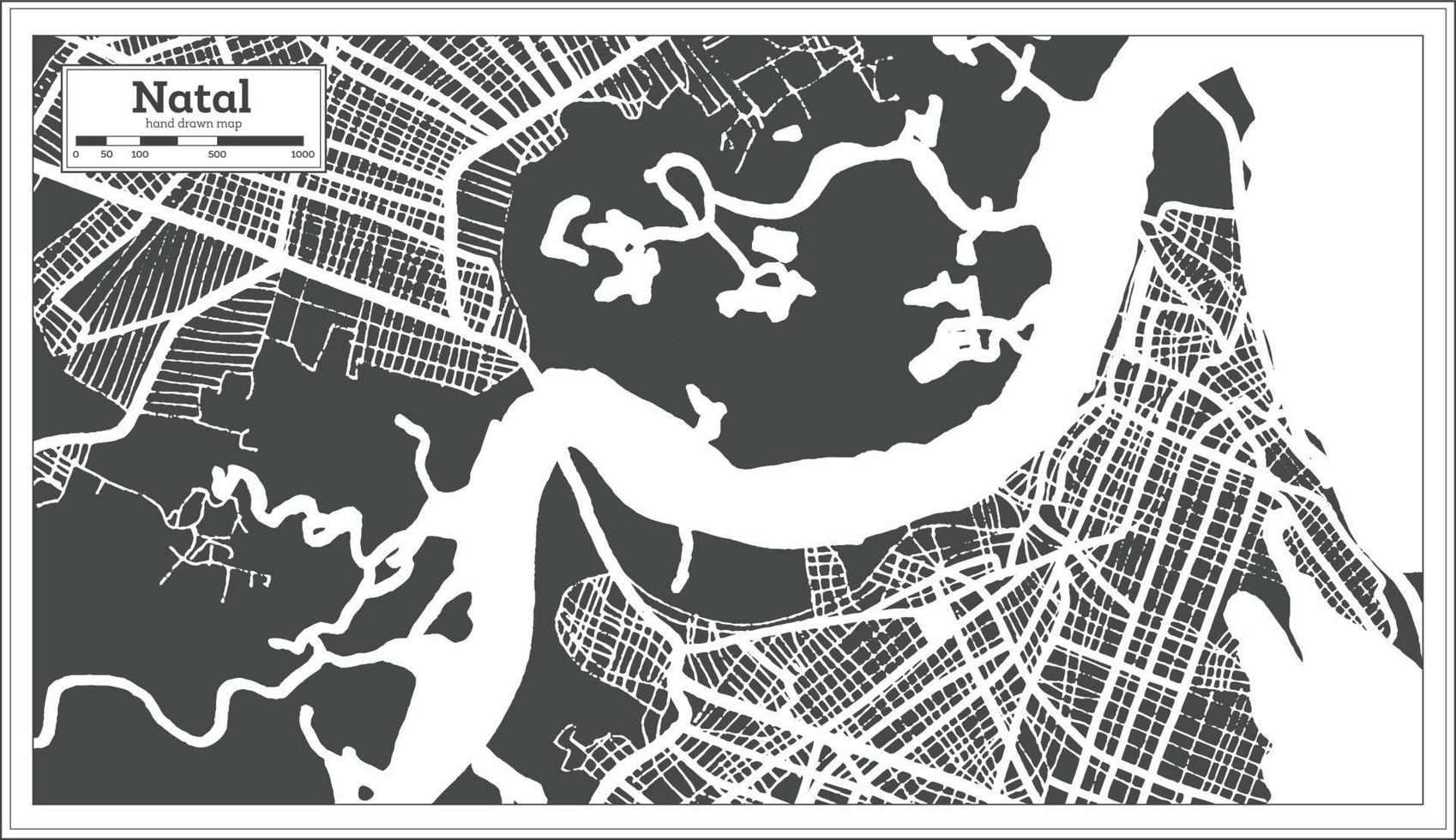 mapa de la ciudad de brasil natal en estilo retro. esquema del mapa. vector
