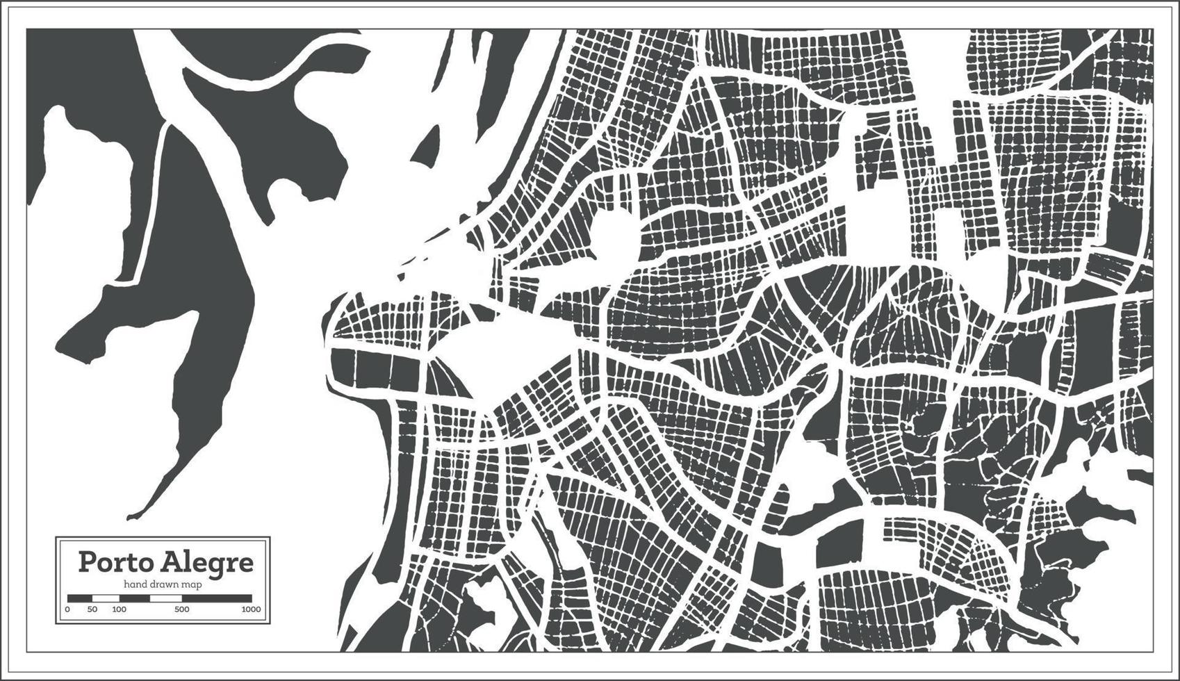 Porto Alegre Brazil City Map in Retro Style. Outline Map. vector