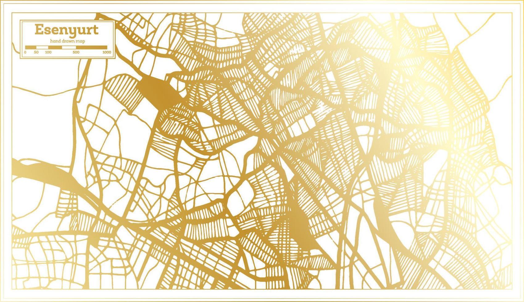Esenyurt Turkey City Map in Retro Style in Golden Color. Outline Map. vector