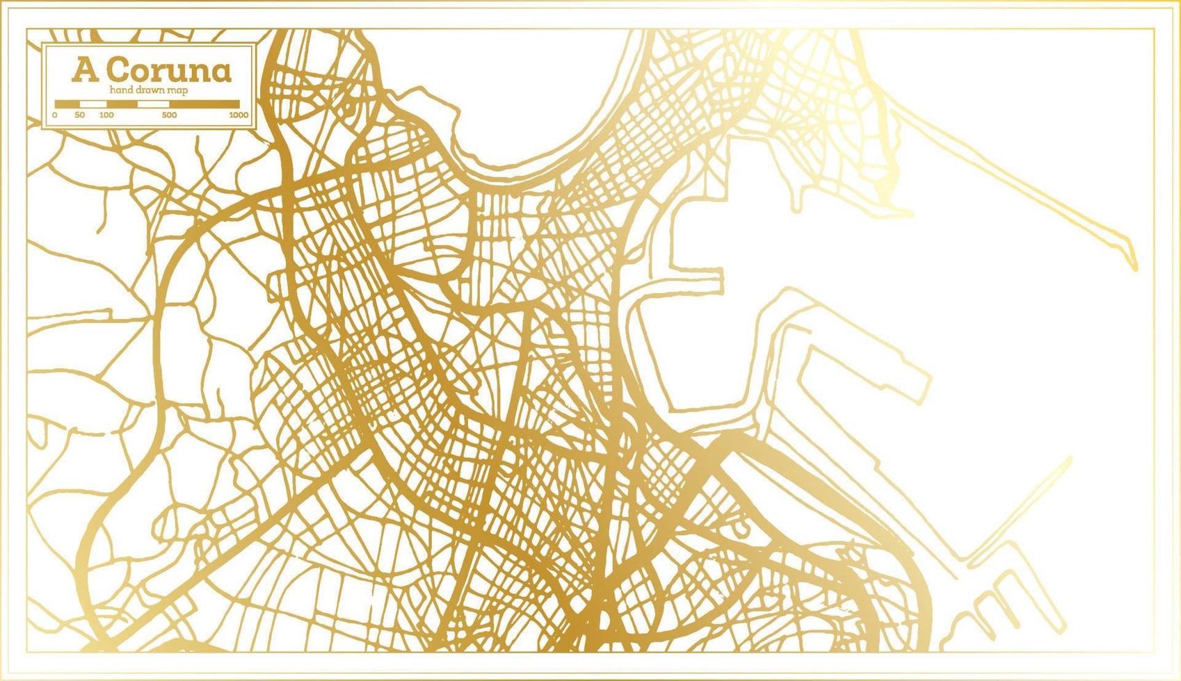 mapa de a coruna bw vector