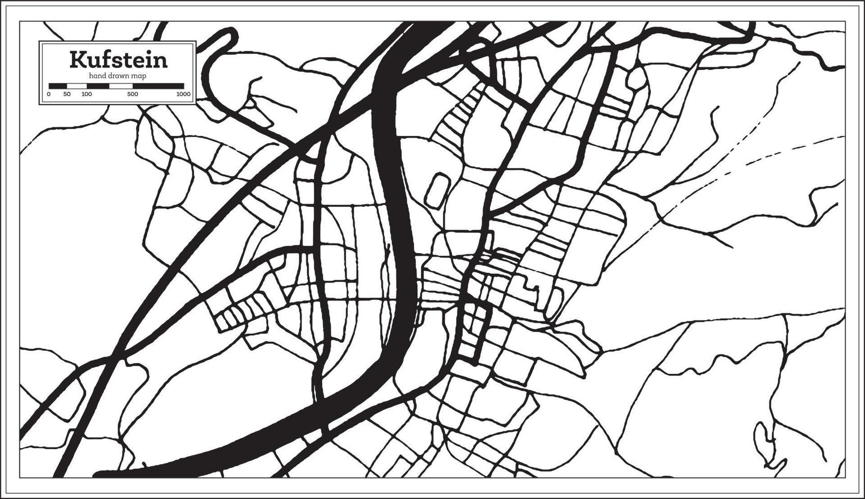 Kufstein Austria City Map in Black and White Color in Retro Style. Outline Map. vector