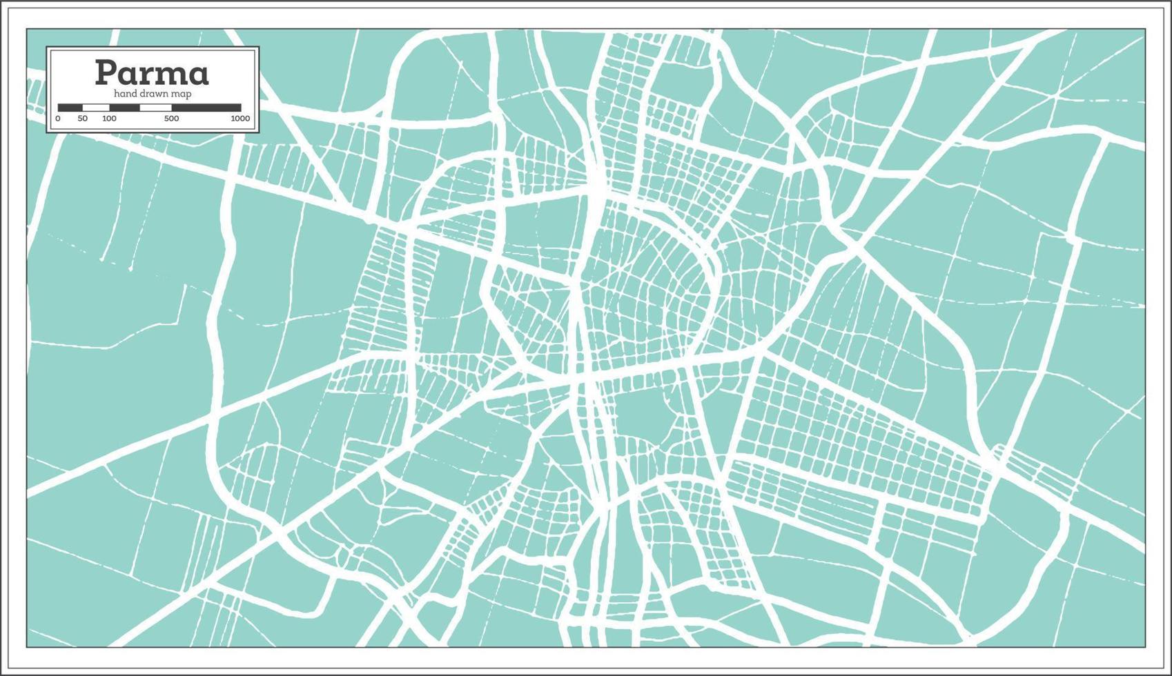 Parma Italy City Map in Retro Style. Outline Map. vector