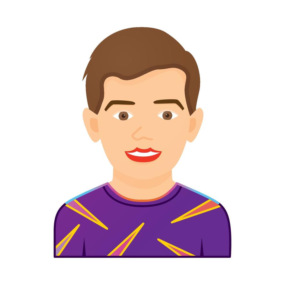 retrato de un chico gracioso con una camiseta morada aislado de fondo blanco. vector