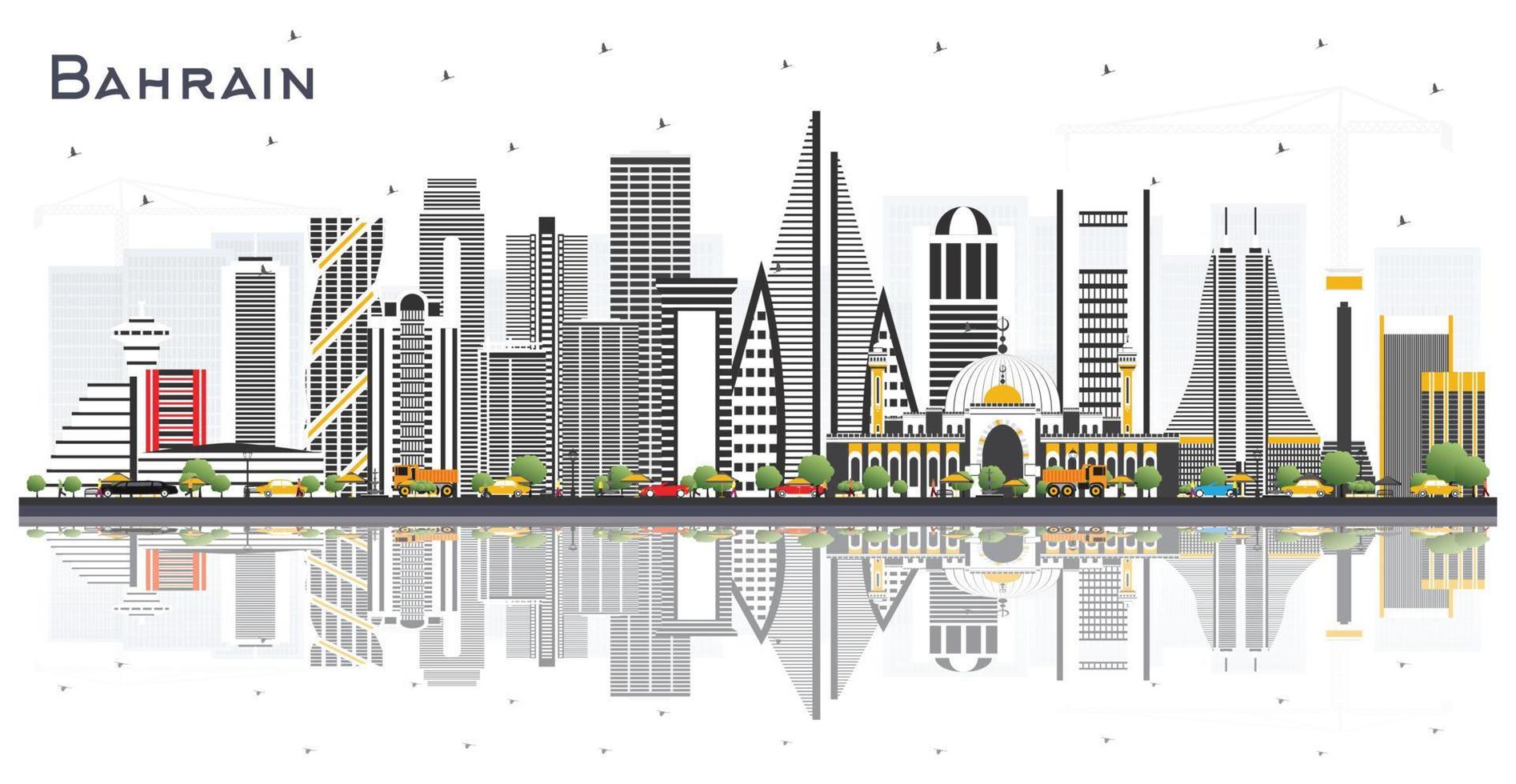 Bahrain City Skyline with Gray Buildings and Reflections. vector