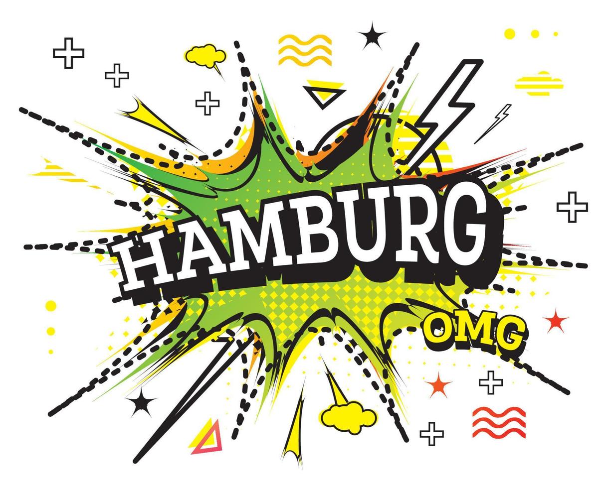 Hamburg Comic Text in Pop Art Style Isolated on White Background. vector