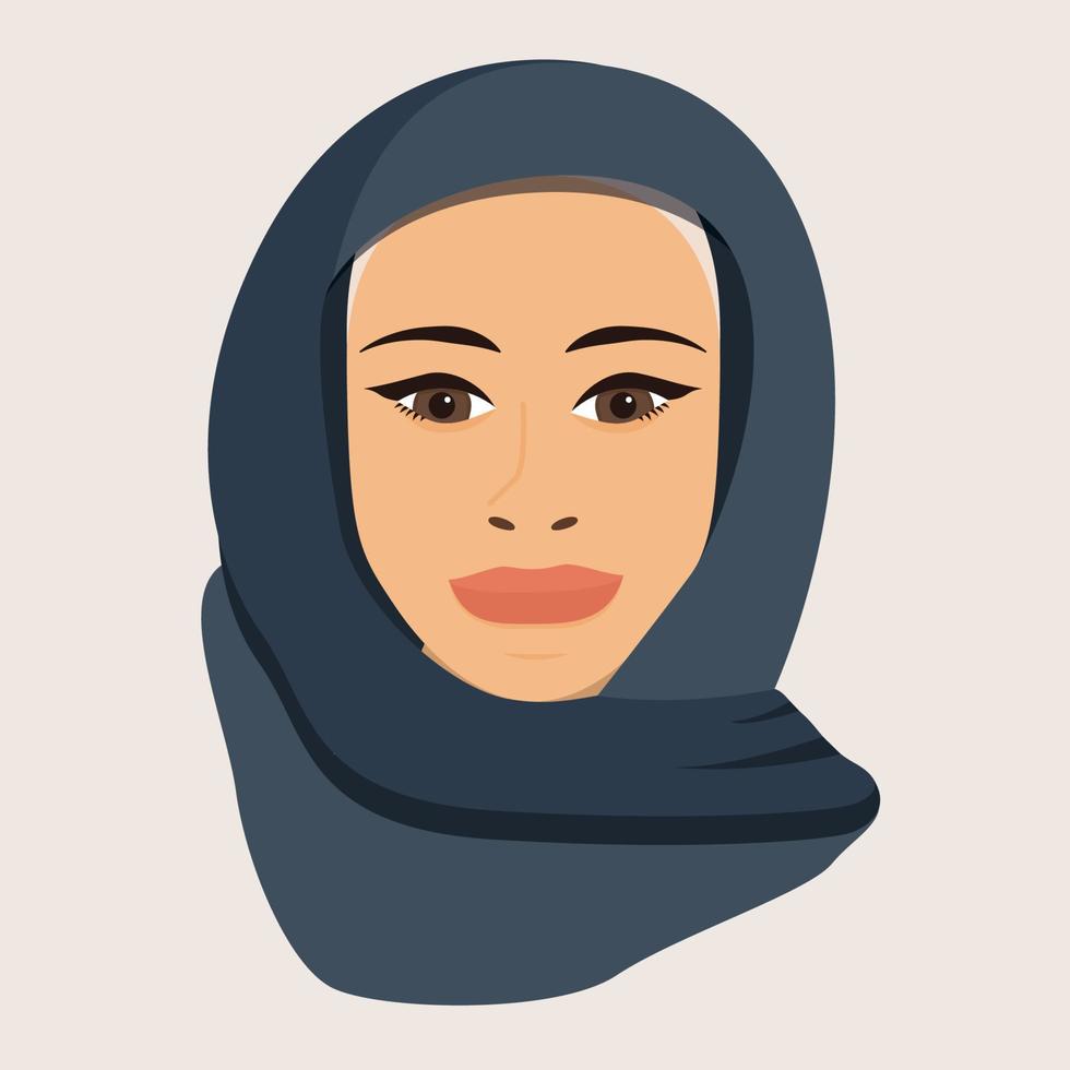 Portrait of a Muslim Woman in Hijab. vector