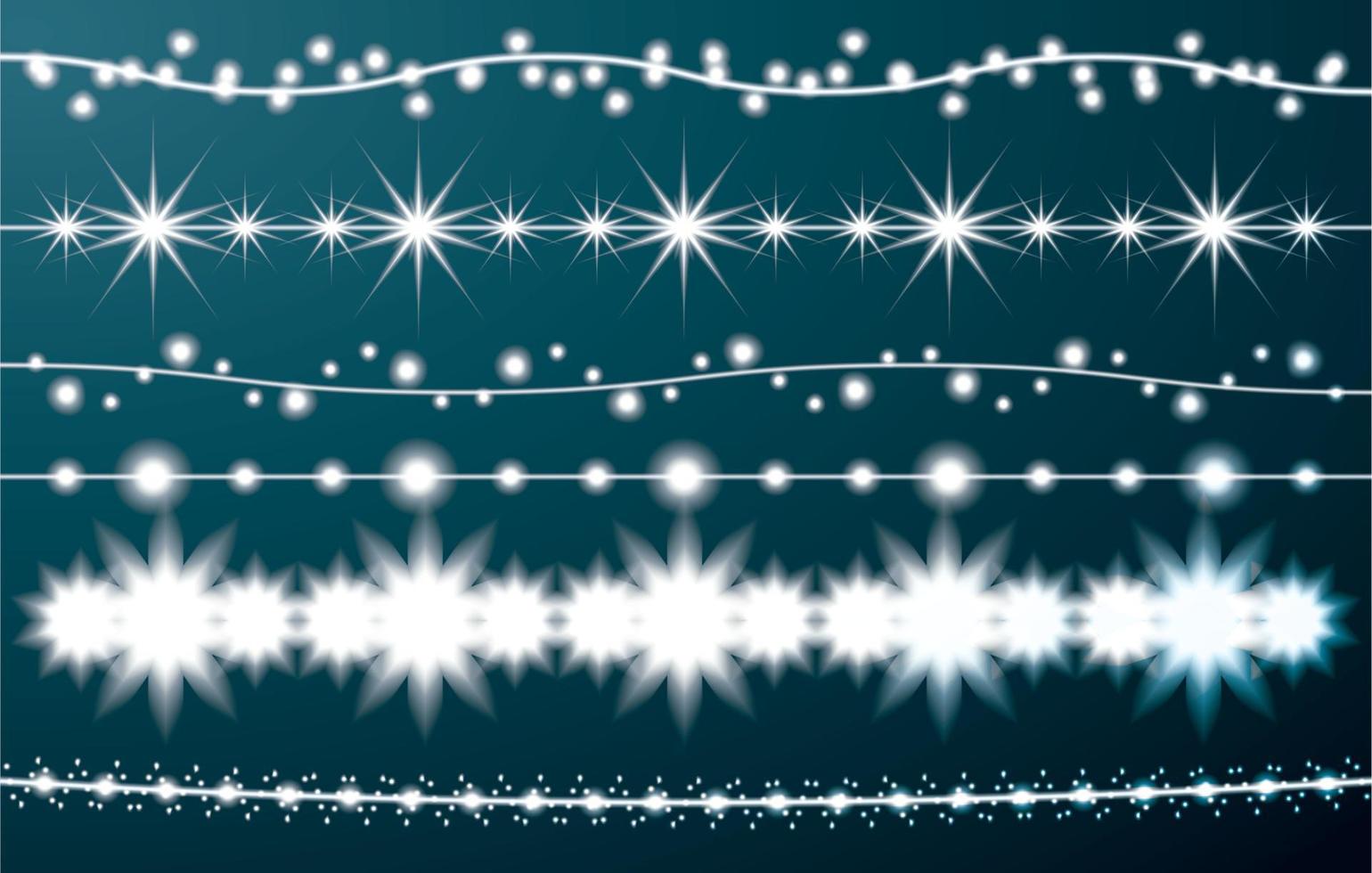 Christmas String Lights Set. New Year Neon Garland. Festive Christmas Decoration. vector