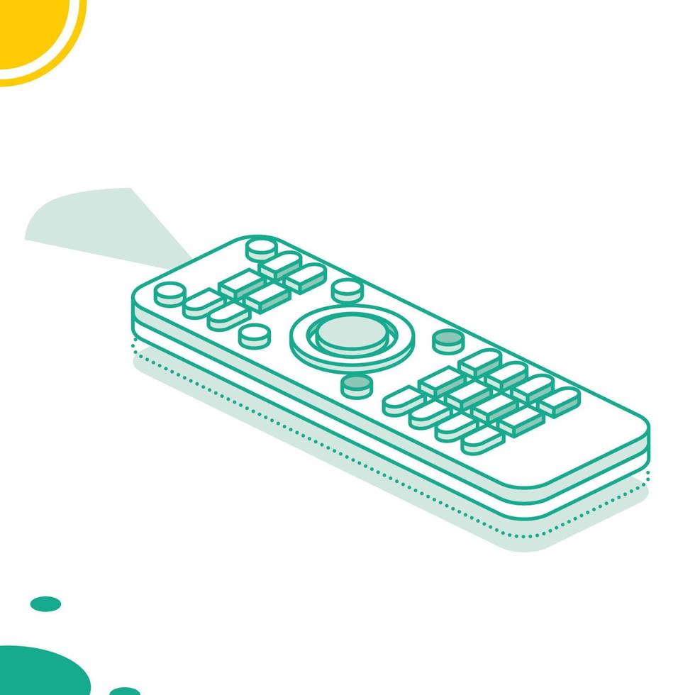 TV Remote Control Isolated on White. Isometric Outline Concept. vector