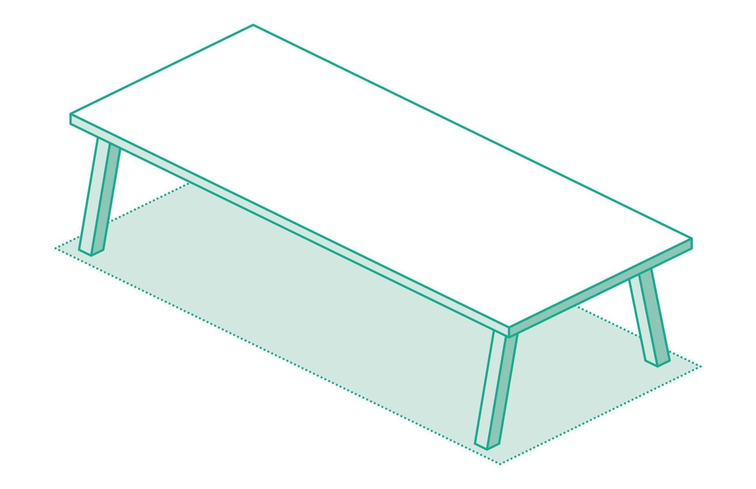 Mesa de oficina moderna con cuatro patas. escritorio vacío concepto isométrico. vector