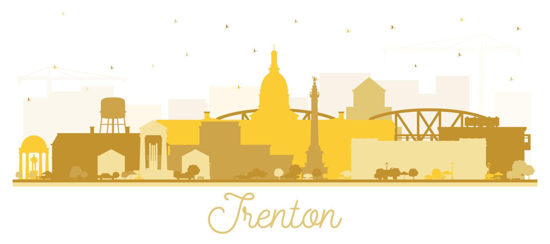 Trenton New Jersey City Skyline Silhouette with Golden Buildings Isolated on White. vector