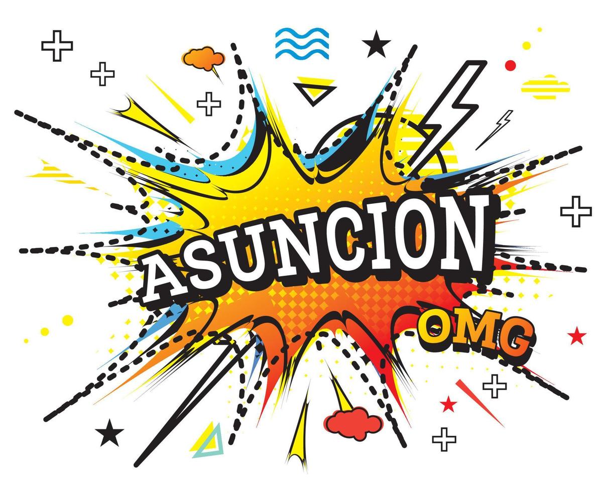 Asuncion Comic Text in Pop Art Style Isolated on White Background. vector