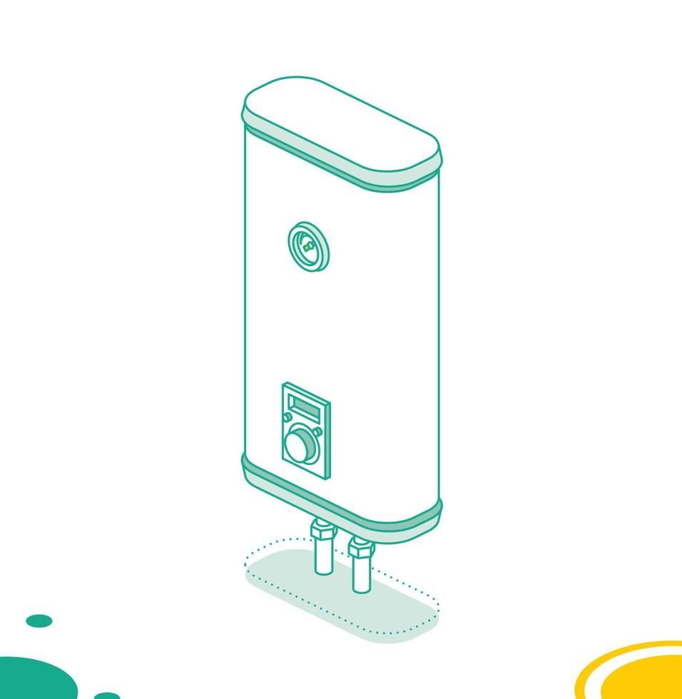 caldera de calefacción eléctrica para el hogar. concepto de esquema isométrico. objeto aislado sobre fondo blanco. vector