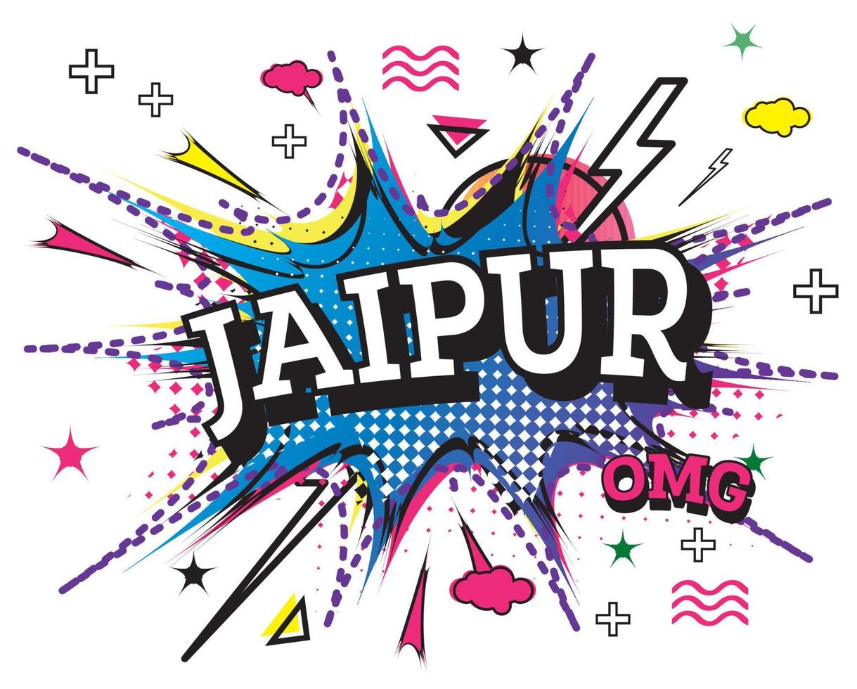 Jaipur Comic Text in Pop Art Style Isolated on White Background. vector
